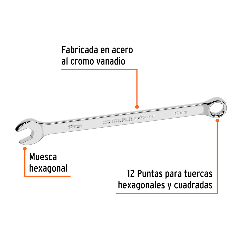 LLAVE COMBINADA EXTRALARGA 12 MM x 193 MM DE LARGO, EXPERT 15616 P