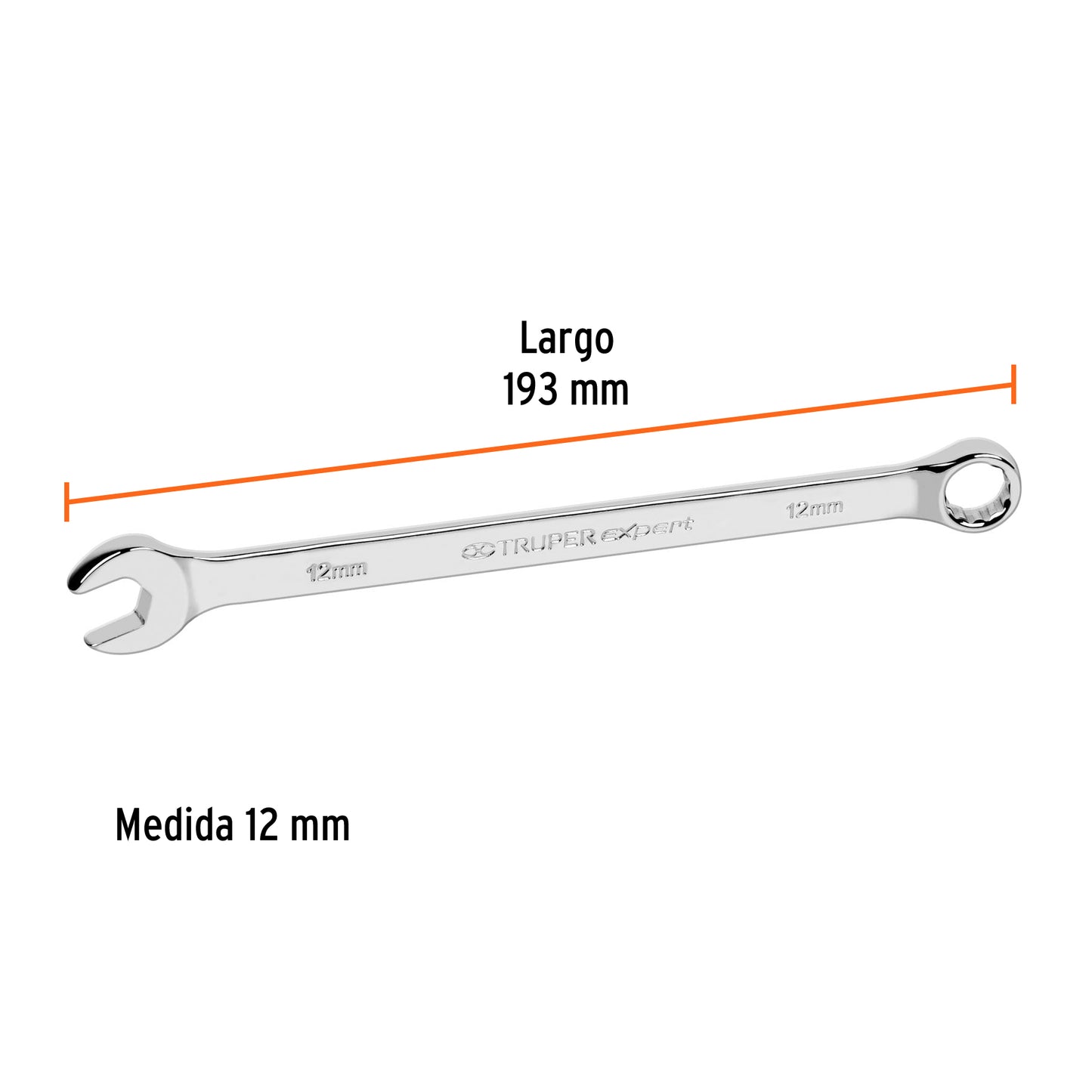 LLAVE COMBINADA EXTRALARGA 12 MM x 193 MM DE LARGO, EXPERT 15616 P
