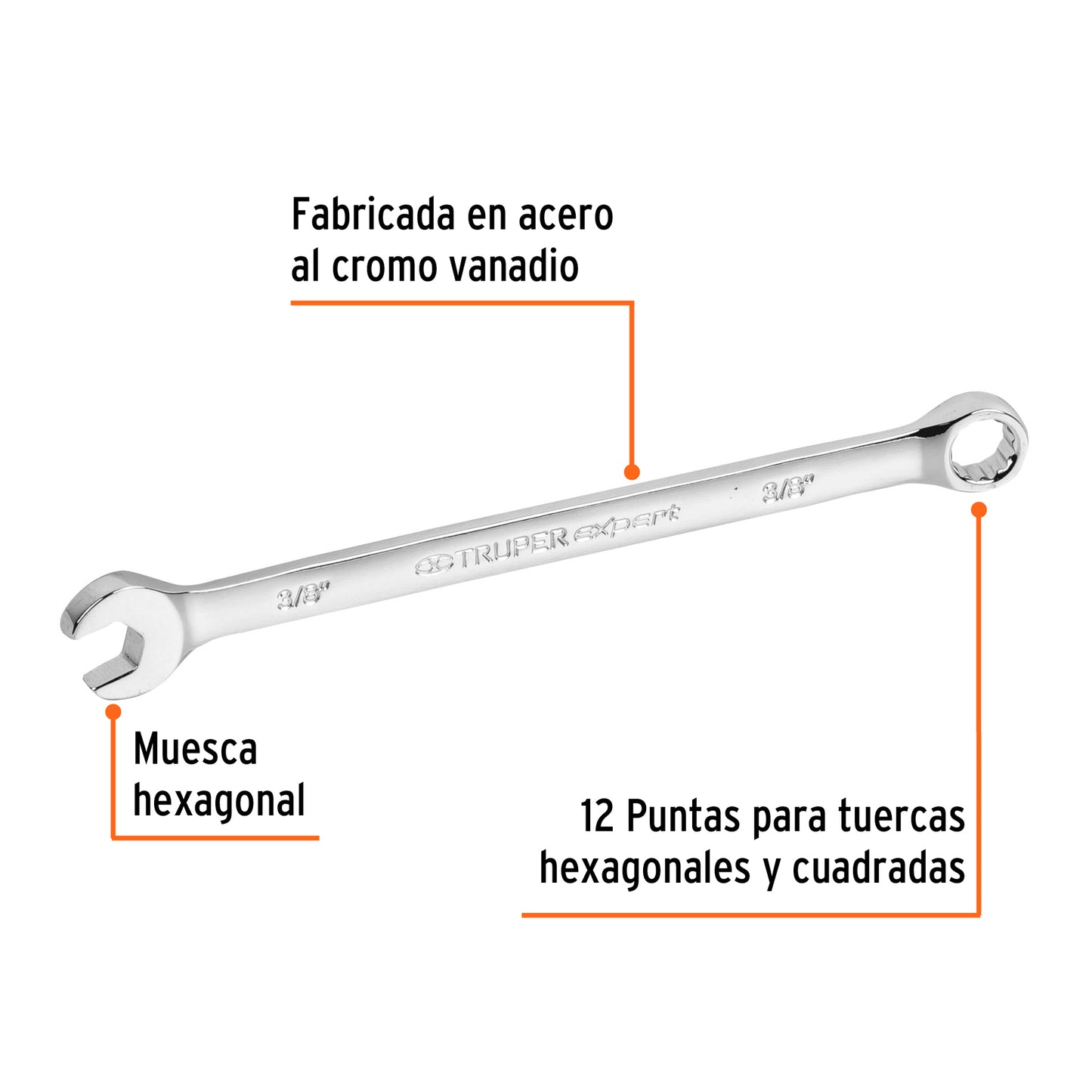 LLAVE COMBINADA EXTRALARGA 3/8'' x 164 MM DE LARGO, EXPERT 15592 P