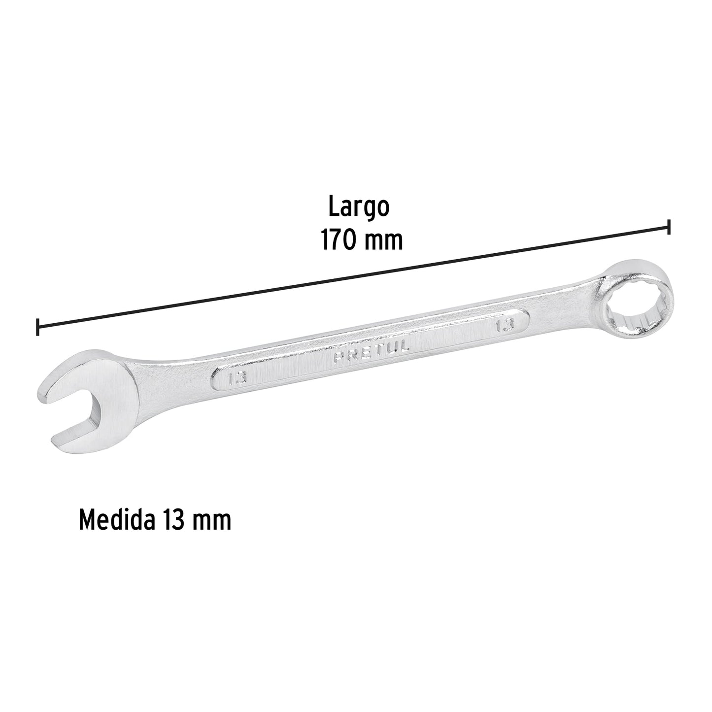 LLAVE COMBINADA 13MM X 170 MM DE LARGO, PRETUL 21907 P