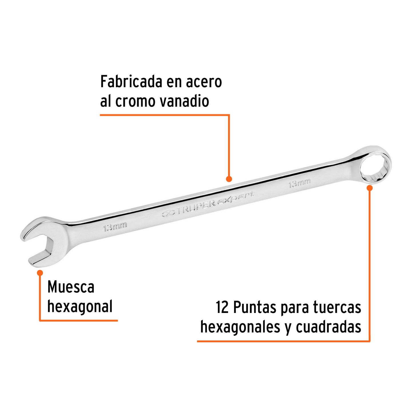 LLAVE COMBINADA EXTRALARGA 13 MM X 202 MM DE LARGO 15617 *