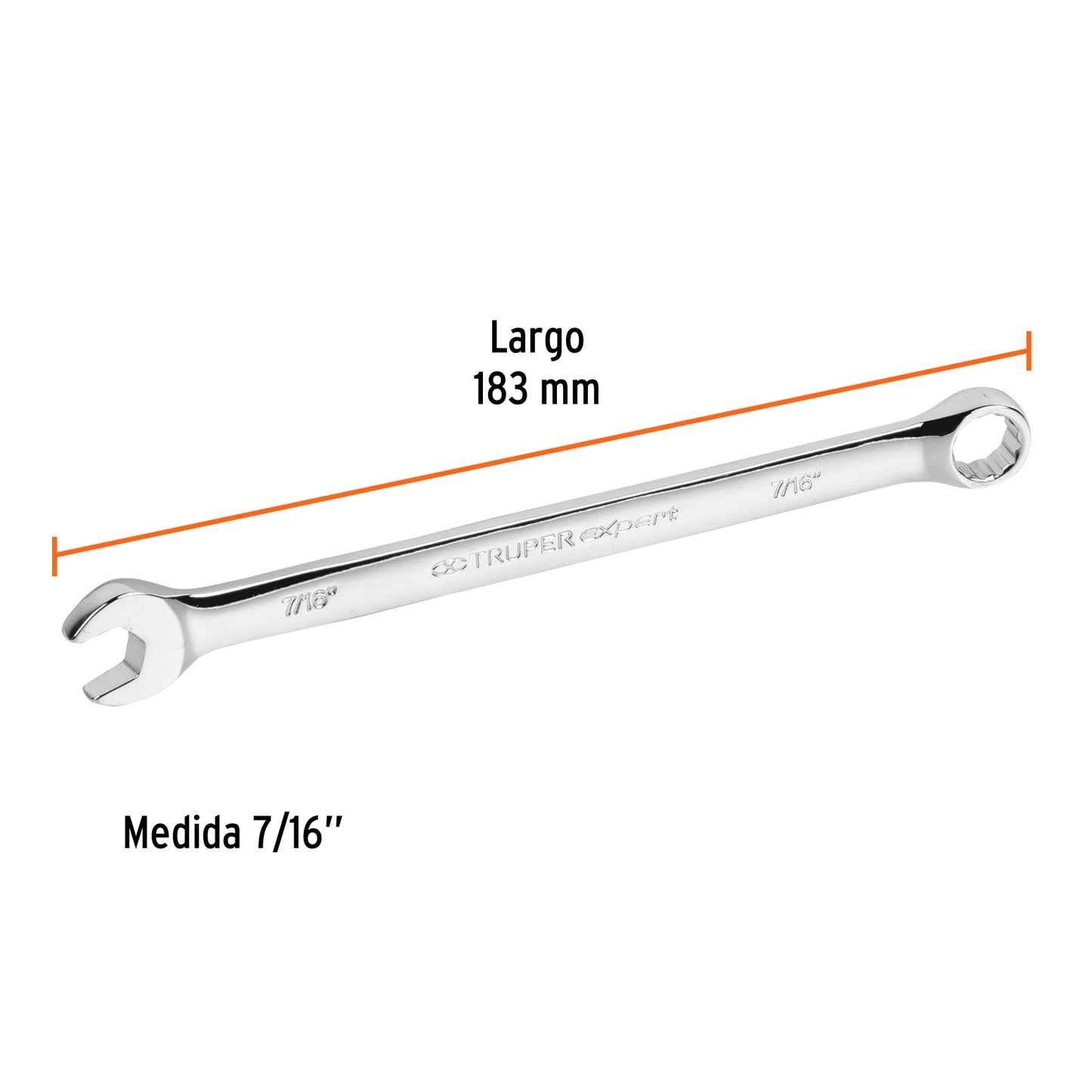 LLAVE COMBINADA EXTRALARGA 7/16'' x 183 MM DE LARGO, EXPERT 15593 P
