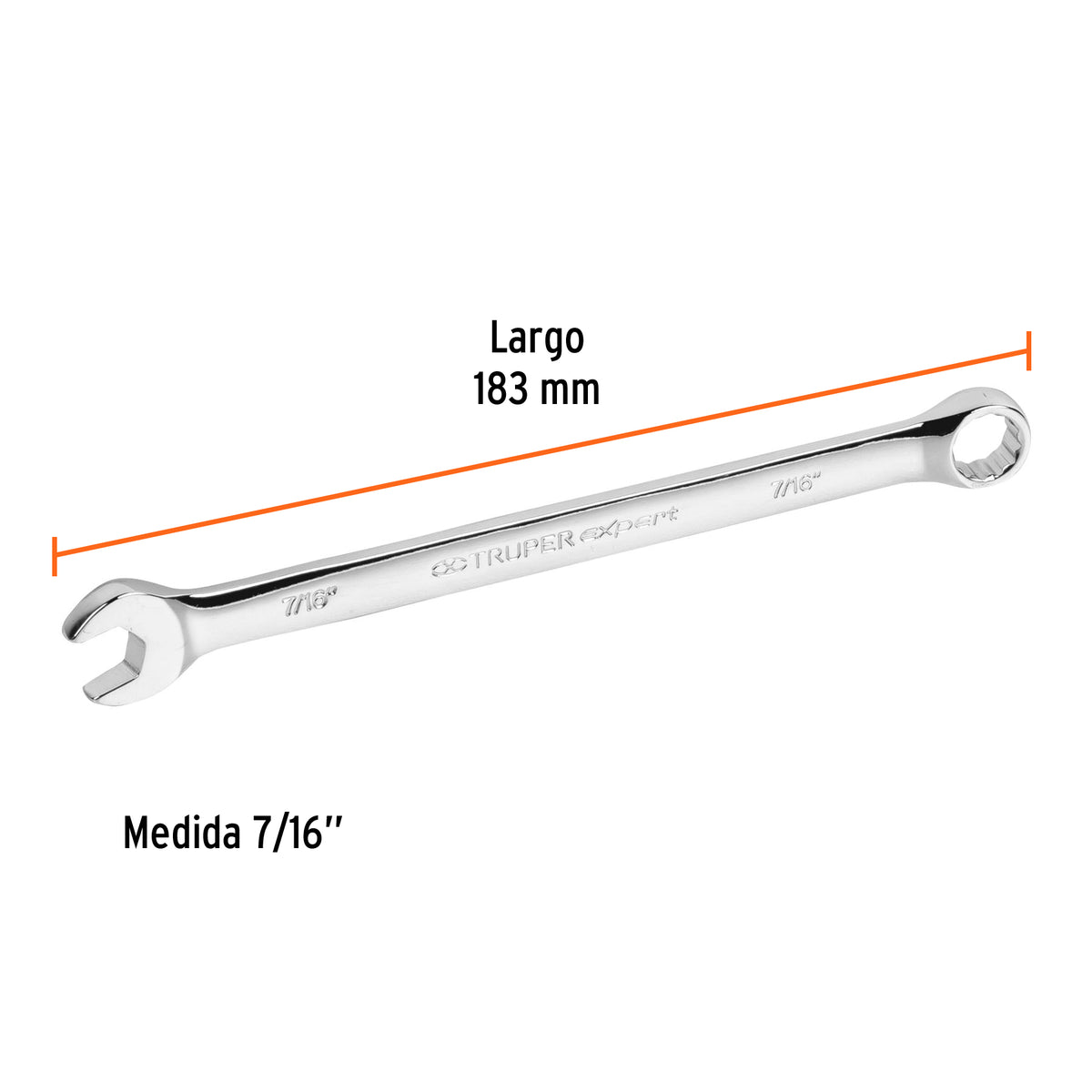 LLAVE COMBINADA EXTRALARGA 7/16'' x 183 MM DE LARGO, EXPERT 15593 P