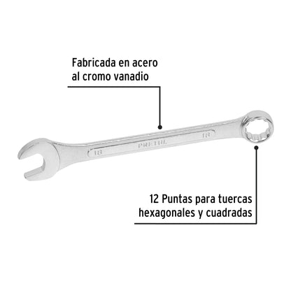 LLAVE COMBINADA 18MM X 220 MM DE LARGO, PRETUL 21912 *