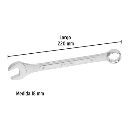 LLAVE COMBINADA 18MM X 220 MM DE LARGO, PRETUL 21912 *