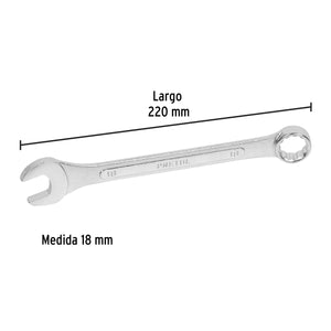 LLAVE COMBINADA 18MM X 220 MM DE LARGO, PRETUL 21912