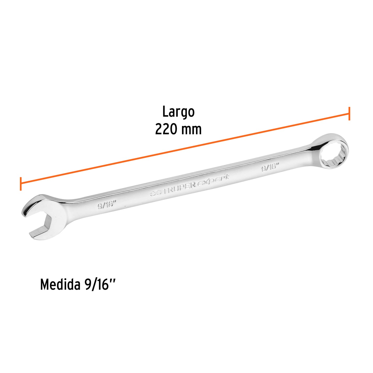 LLAVE COMBINADA EXTRALARGA 9/16'' X 220 MM DE LARGO, EXPERT 15595 P