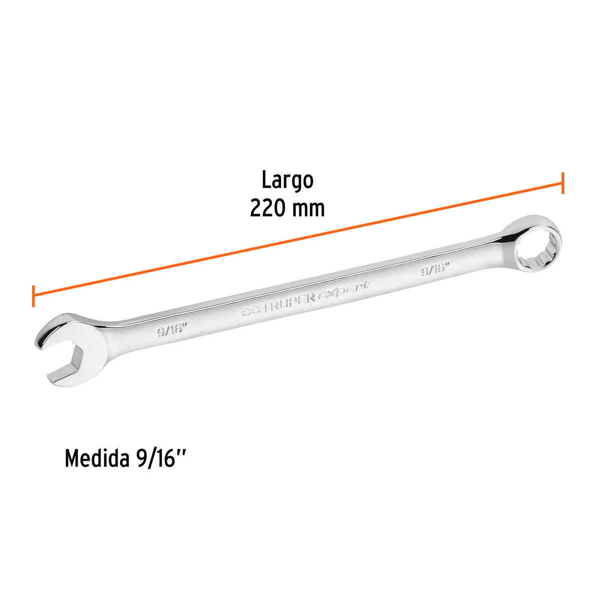 LLAVE COMBINADA EXTRALARGA 9/16'' X 220 MM DE LARGO, EXPERT 15595 P
