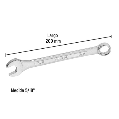 LLVE COMBINADA 5/8'' x 200 MM DE LARGO, PRETUL 21886 P