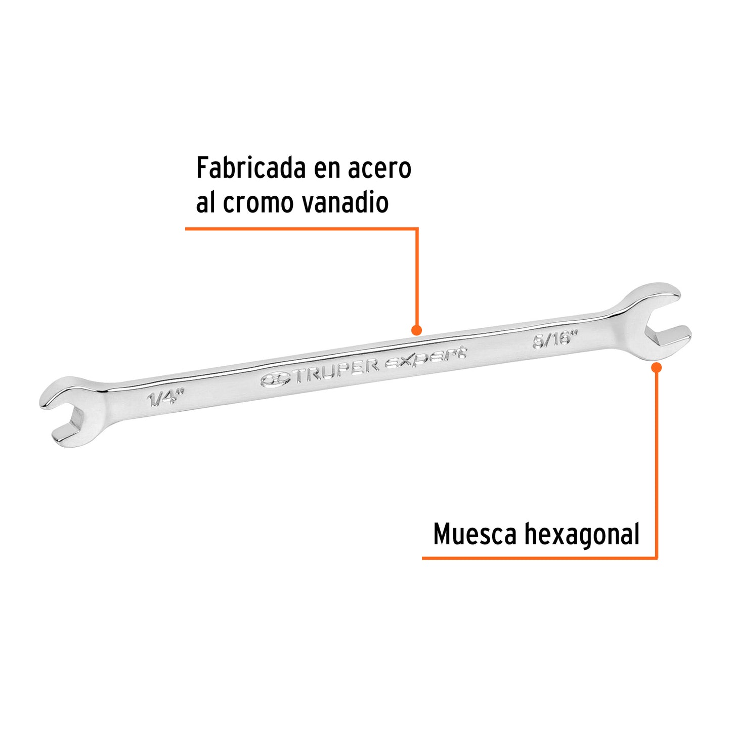 LLAVE ESPAÑOLA, 1/4 x 5/16'' x 126 MM DE LARGO, TRUPER EXPERT 15680 P