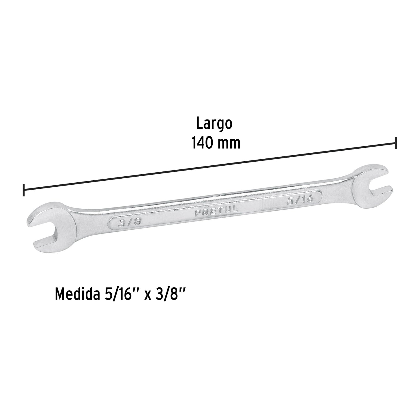 LLAVE ESPAÑOLA, 5/16 x 3/8" x 140 MM DE LARGO, PRETUL 21951 P