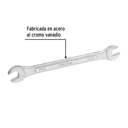 LLAVE ESPAÑOLA, 3/8 x 7/16" x 157 MM DE LARGO, PRETUL 21952 P