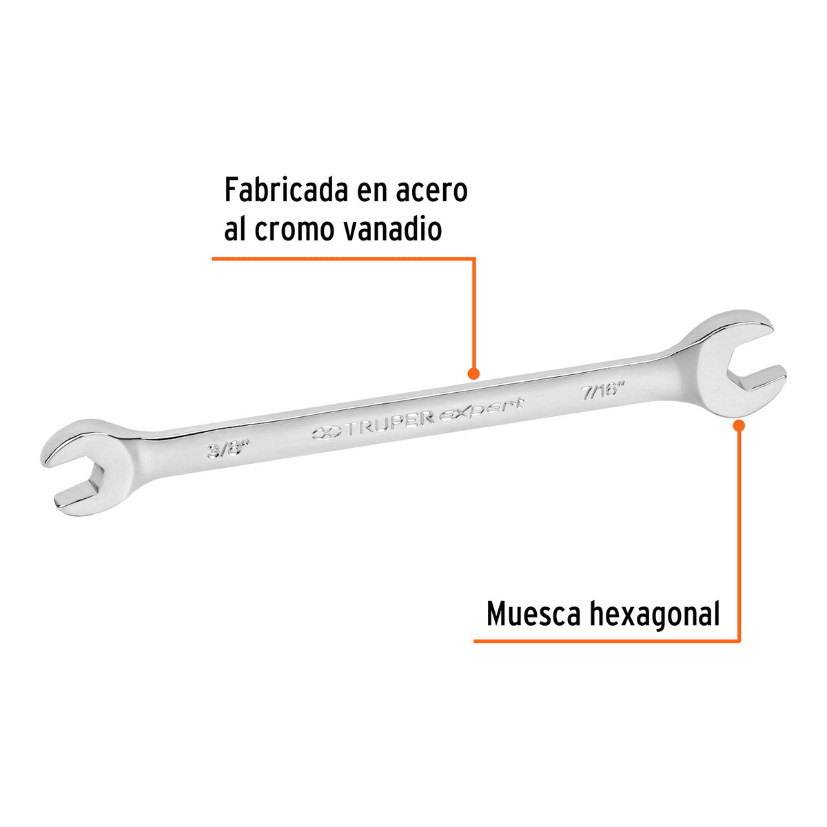 LLAVE ESPAÑOLA, 3/8 x 7/16" x 162 MM DE LARGO, TRUPER EXPERT 15684 P