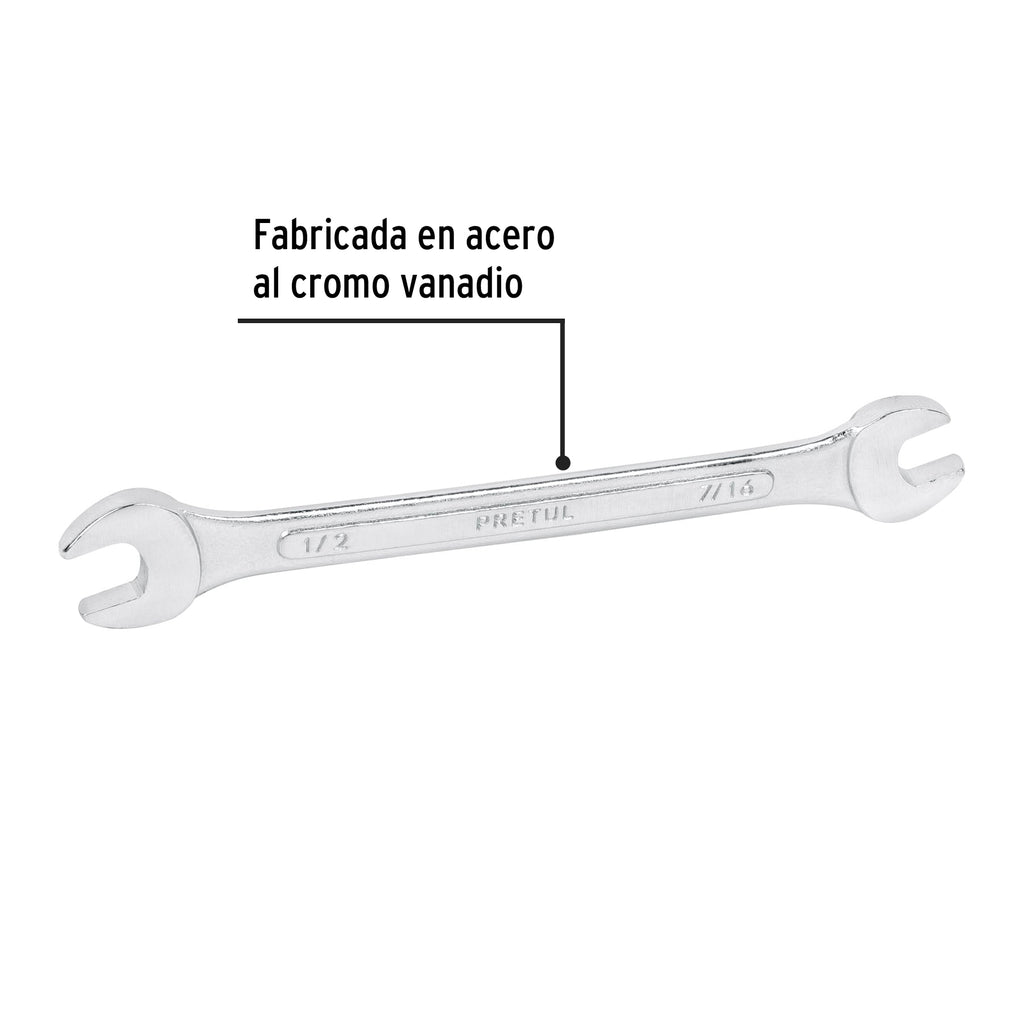 LLAVE ESPAÑOLA, 7/16 x 1/2" x 172 MM DE LARGO, PRETUL 21953 P
