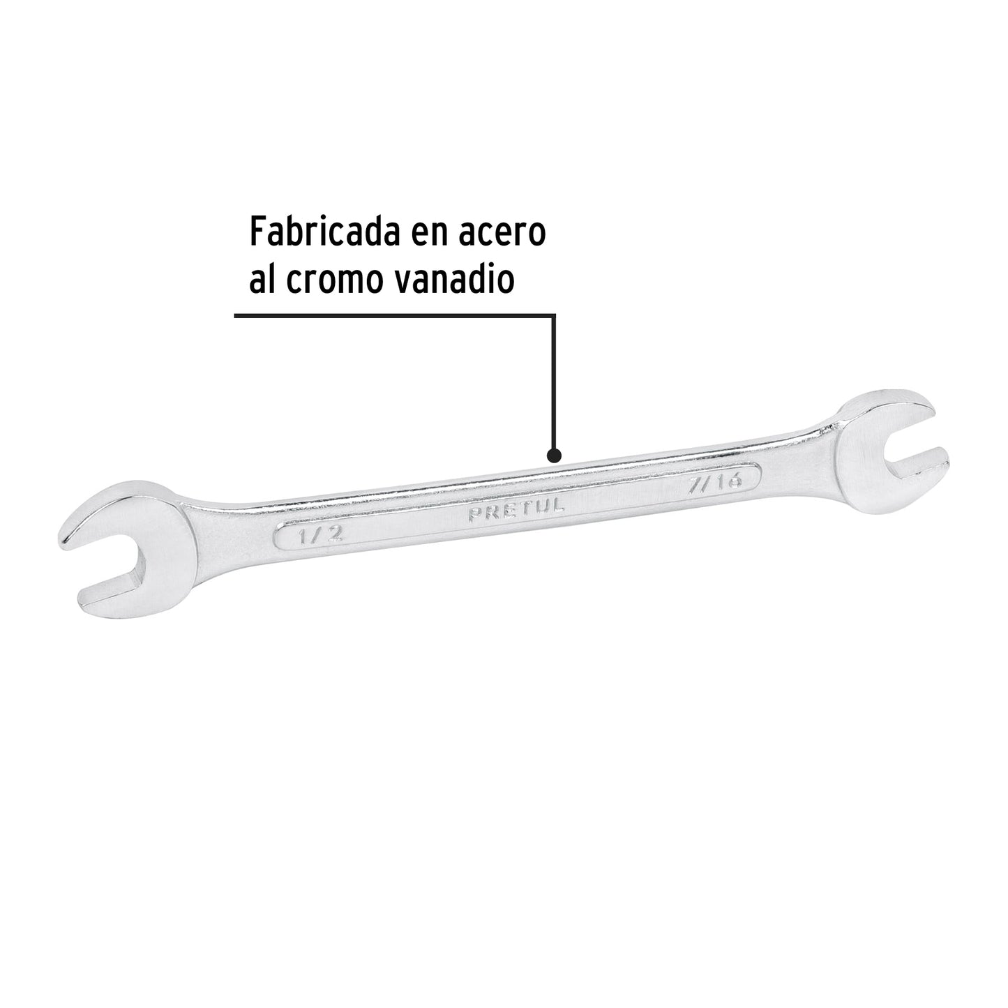 LLAVE ESPAÑOLA, 7/16 x 1/2" x 172 MM DE LARGO, PRETUL 21953 P