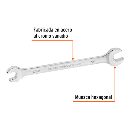 LLAVE ESPAÑOLA, 7/16 x 1/2'' x 181 MM DE LARGO, TRUPER EXPERT 15686 P