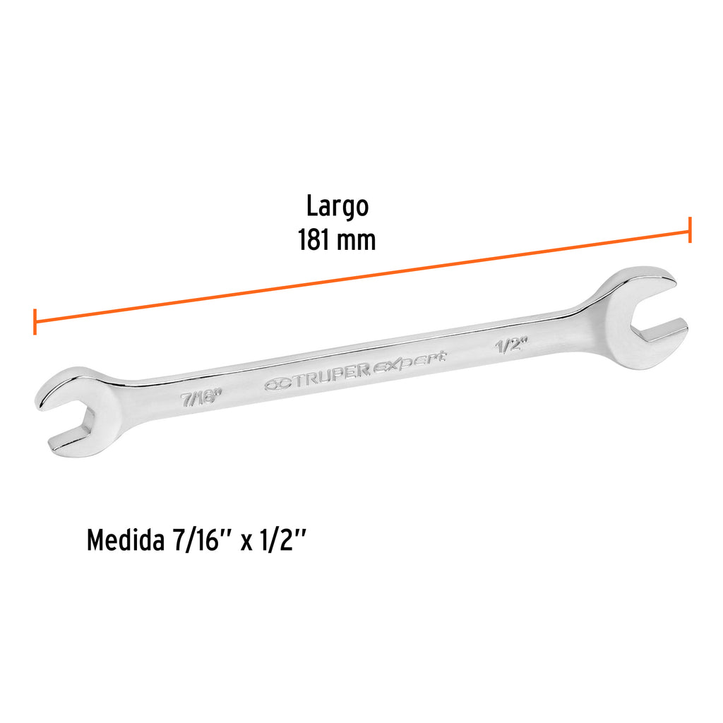 LLAVE ESPAÑOLA, 7/16 x 1/2'' x 181 MM DE LARGO, TRUPER EXPERT 15686 P