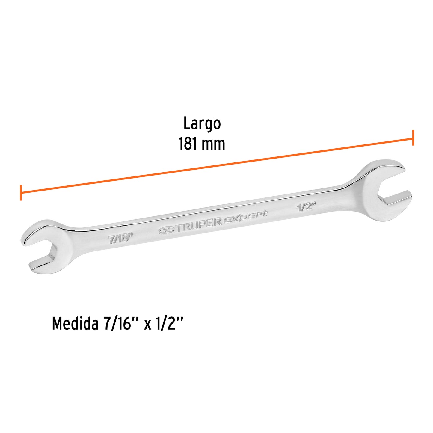 LLAVE ESPAÑOLA, 7/16 x 1/2'' x 181 MM DE LARGO, TRUPER EXPERT 15686 P