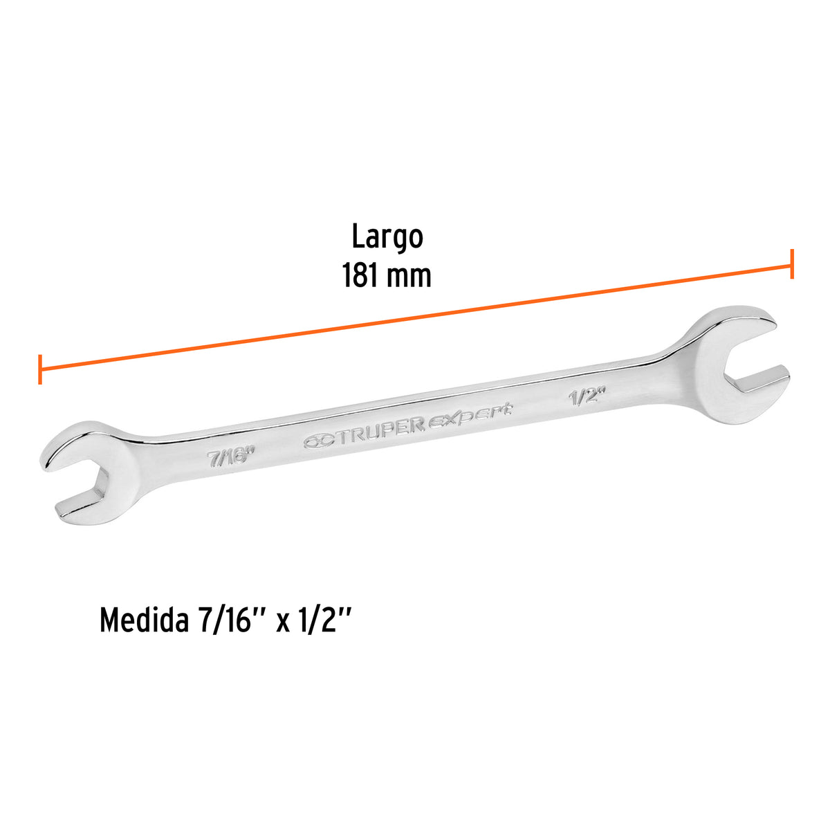 LLAVE ESPAÑOLA, 7/16 x 1/2'' x 181 MM DE LARGO, TRUPER EXPERT 15686 P
