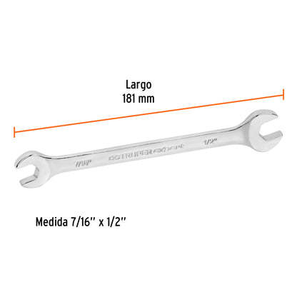 LLAVE ESPAÑOLA, 7/16 x 1/2'' x 181 MM DE LARGO, TRUPER EXPERT 15686 P