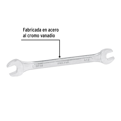 LLAVE ESPAÑOLA, 1/2 x 9/16" x 172 MM DE LARGO, PRETUL 21954 P