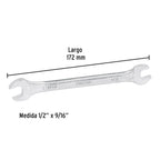 LLAVE ESPAÑOLA, 1/2 x 9/16" x 172 MM DE LARGO, PRETUL 21954 P