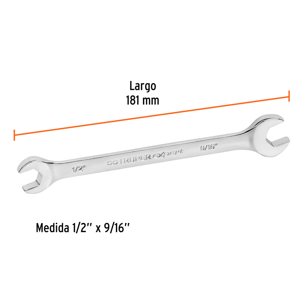 LLAVE ESPAÑOLA, 1/2 x 9/16'' x 181 MM DE LARGO, TRUPER 15688 P