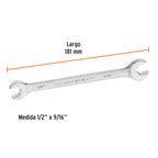 LLAVE ESPAÑOLA, 1/2 x 9/16'' x 181 MM DE LARGO, TRUPER 15688 P