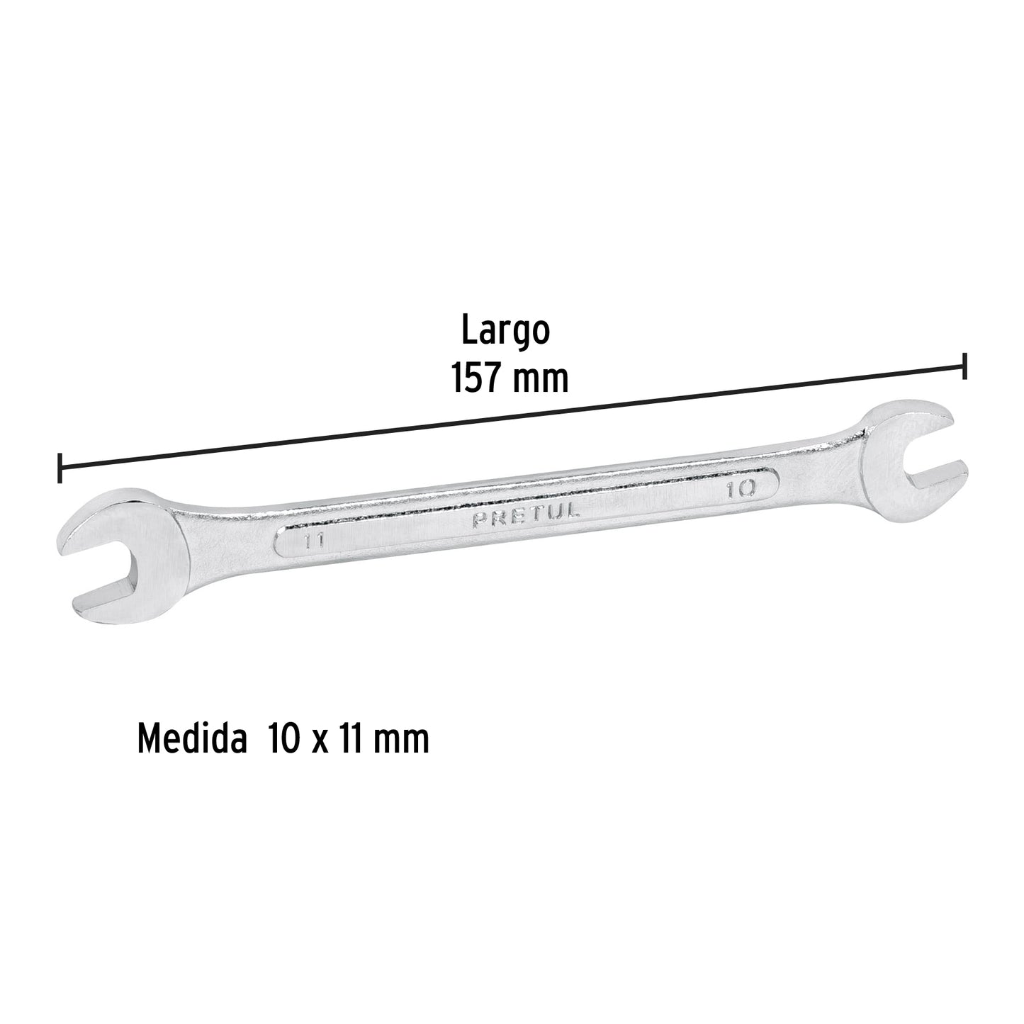 LLAVE ESPAÑOLA 10 x 11MM x 157 MM DE LARGO, PRETUL 21972 P