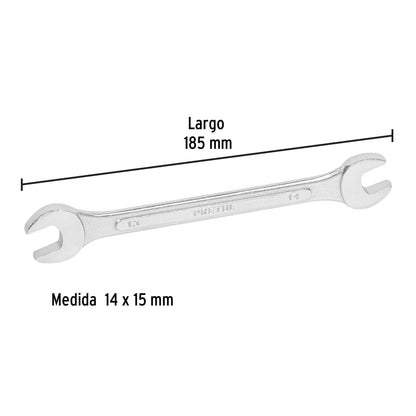 LLAVE ESPAÑOLA 14 x 15 MM x 185 MM DE LARGO, PRETUL 21974 P