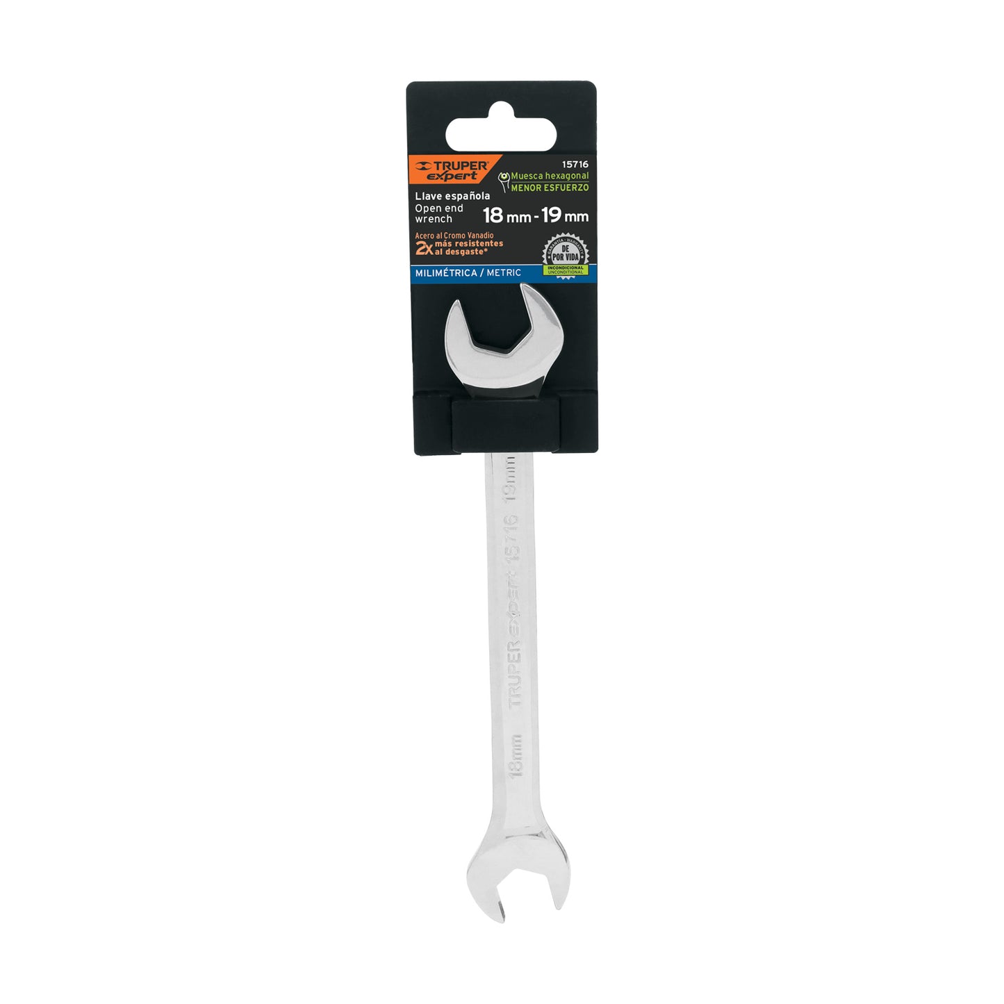 LLAVE ESPAÑOLA 18 x 19 x 220 MM DE LARGO, TRUPER EXPERT 15716 P