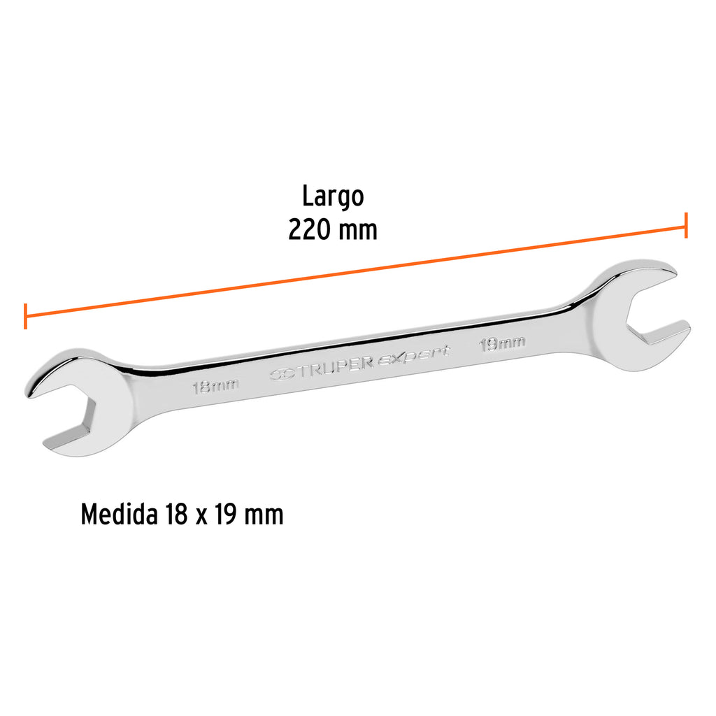 LLAVE ESPAÑOLA 18 x 19 x 220 MM DE LARGO, TRUPER EXPERT 15716 P