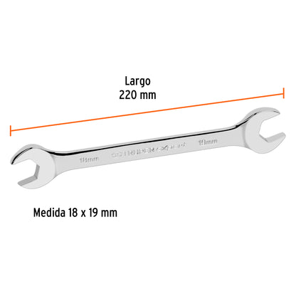 LLAVE ESPAÑOLA 18 x 19 x 220 MM DE LARGO, TRUPER EXPERT 15716 P