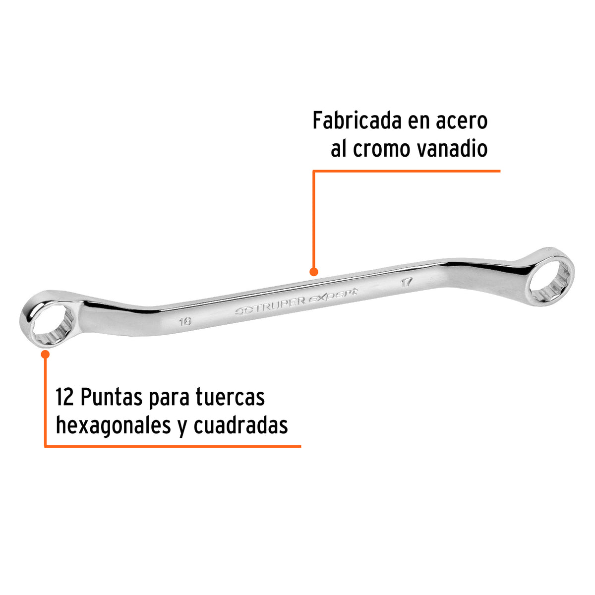 LLAVE ESTRÍAS 16 x 17 x 236 MM LARGO, TRUPER EXPERT 15763 P