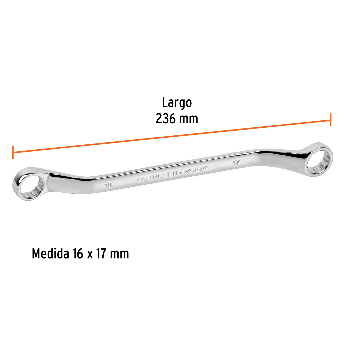 LLAVE ESTRÍAS 16 x 17 x 236 MM LARGO, TRUPER EXPERT 15763 P
