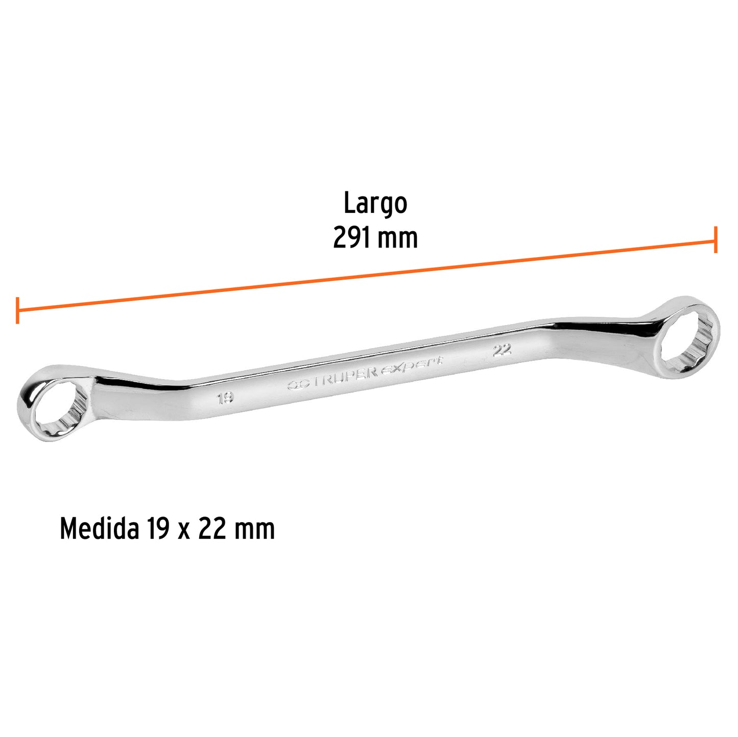 LLAVE DE ESTRÍAS 19 x 22 x 291 MM LARGO, TRUPER EXPERT 15764 P