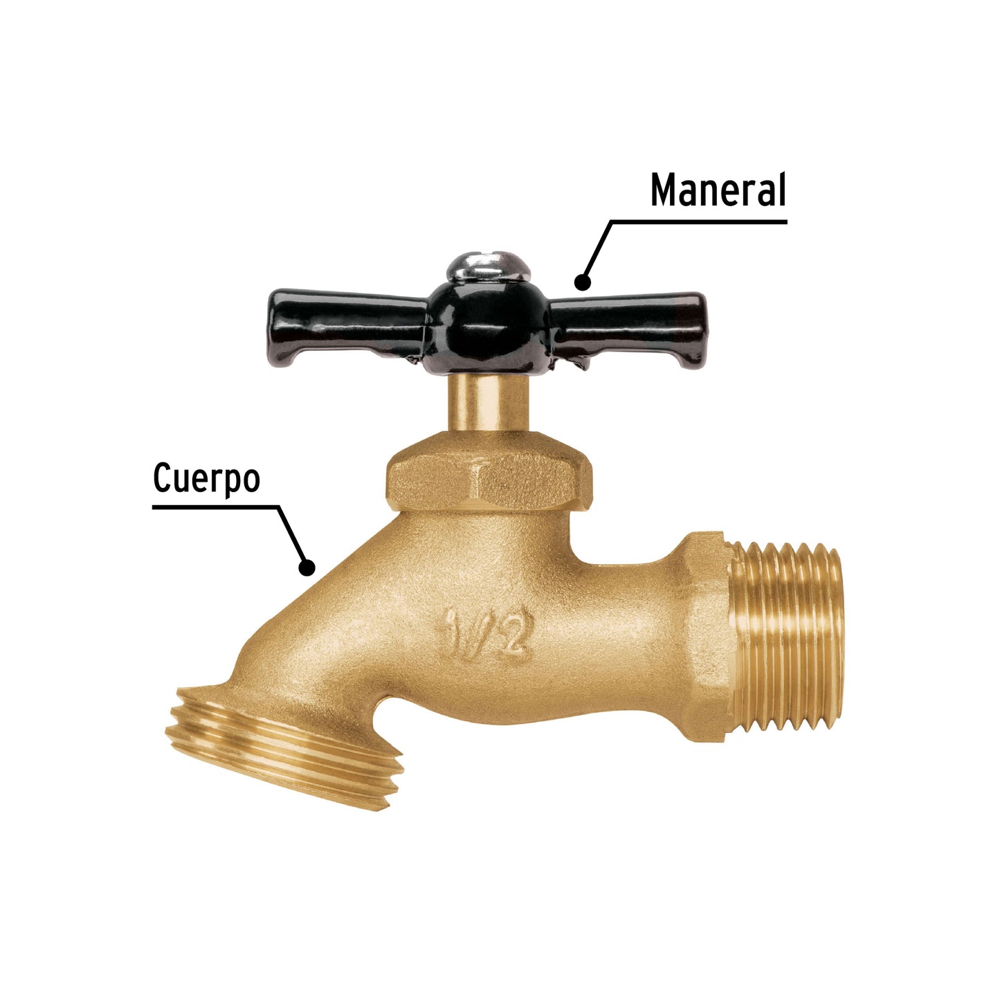 Llave p/manguera, de latón 100g, 1/2", blíster, PRETUL