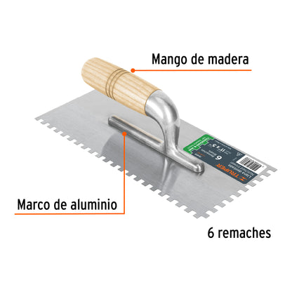 LLANA 11' DENTADO CUADRADO 1/4', 6 REMACHES, MGO MADERA 15410 *