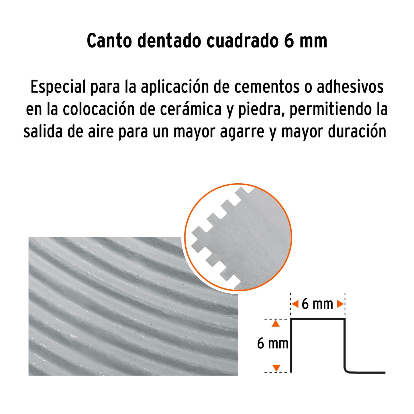 LLANA 11' DENTADO CUADRADO 1/4', 6 REMACHES, MGO MADERA 15410 *