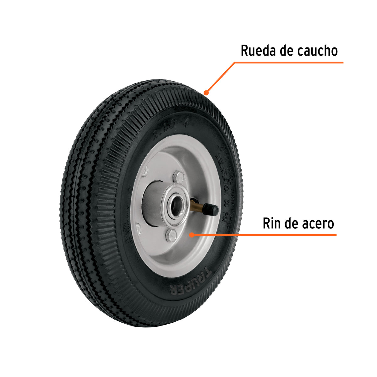 RUEDA NEUMÀTICA 10'' PARA EJE LATERAL, TRUPER 45902 *