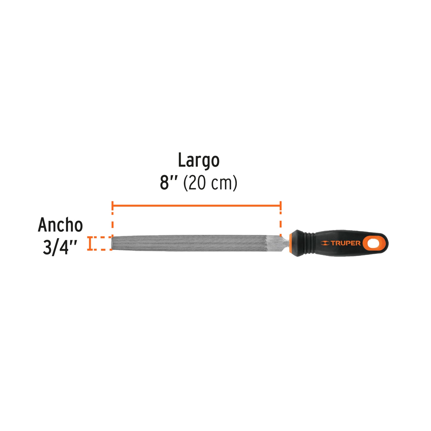 LIMA MEDIA CAÑA BASTARDA 8'', MANGO DOBLE INYECCIÒN, TRUPER 15318 *