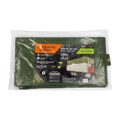 LONA USO RUDO, VERDE OLIVO, 3 X 4 M, TRUPER EXPERT 16374 *