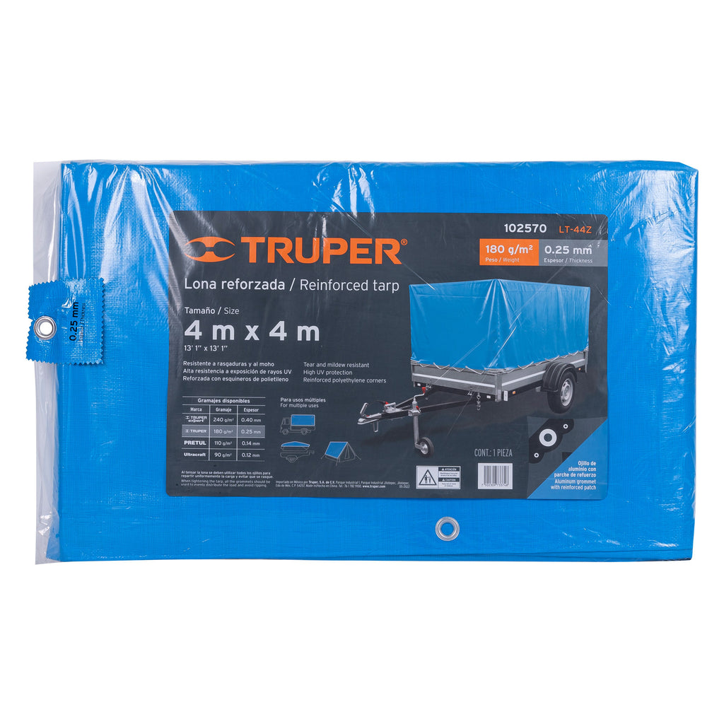 LONA REFORZADA 4 X 4 M, AZUL ,TRUPER 102570 *