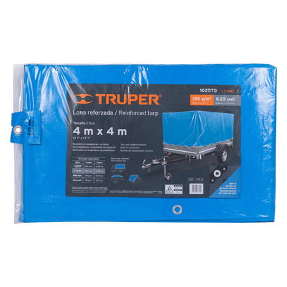 LONA REFORZADA 4 X 4 M, AZUL ,TRUPER 102570 *