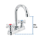 MEZCLADORA 4' PARA LAVABO, CUELLO BAR, MANERALES CRUCETA 47682 P