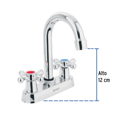 MEZCLADORA 4' PARA LAVABO, CUELLO BAR, MANERALES CRUCETA 47682 P