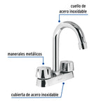 MEZCLADORA 4' PARA LAVABO, CUELLO BAR, CARTUCHO CERÁMICO 49275 P