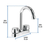 MEZCLADORA 4' PARA LAVABO, CUELLO BAR, CARTUCHO CERÁMICO 49275 P