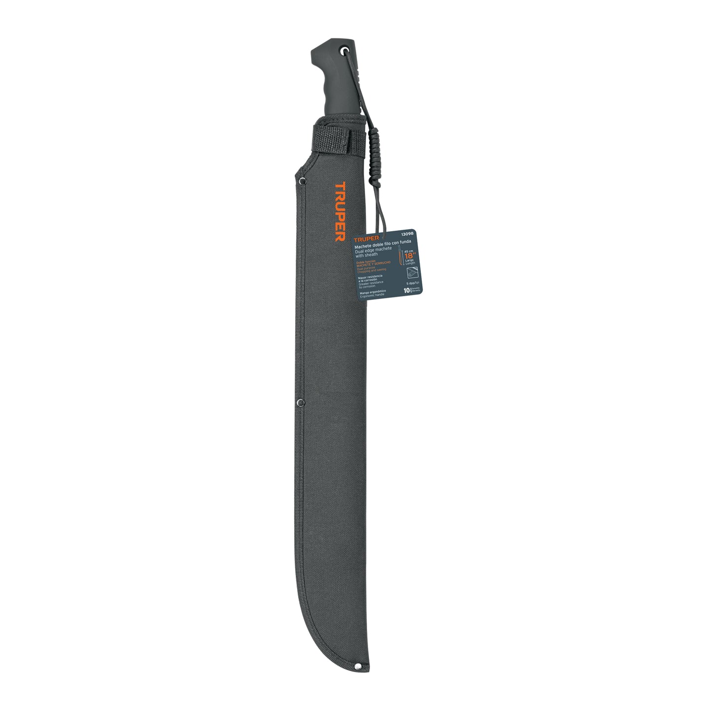 MACHETE DOBLE FILO 18'' CACHA BIMATERIAL, CON FUNDA, TRUPER 13098 *