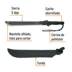 MACHETE DOBLE FILO 18'' CACHA BIMATERIAL, CON FUNDA, TRUPER 13098 *